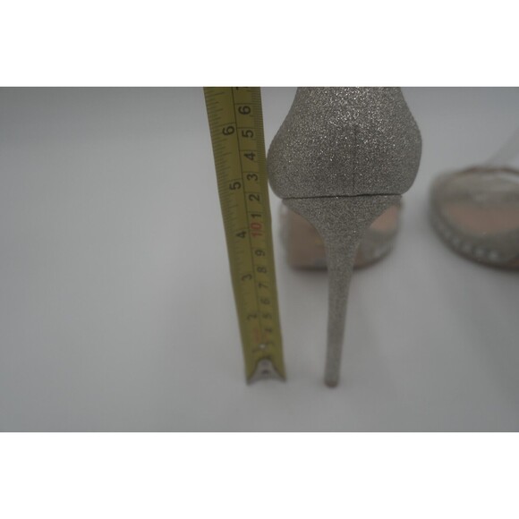 Stuart Weitzman Nudist Disco Pearl Glitter Ankle Strap Platino High Heel Size 10 - Picture 13 of 16